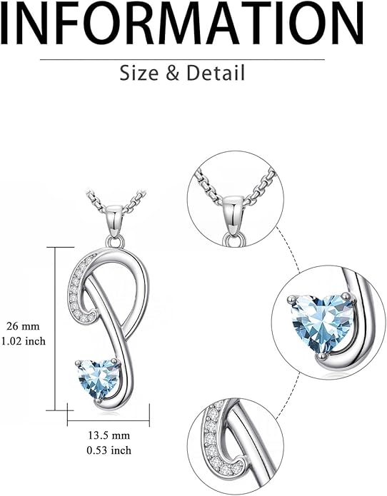 Christmas Gifts for Women Alphabet A to Z Initial Birthstone Pendant Necklaces for Women - 18k White Gold Plated Personalized Name Jewelry Valentine Mothers Day Birthday Gifts for Women Her Girlfriend