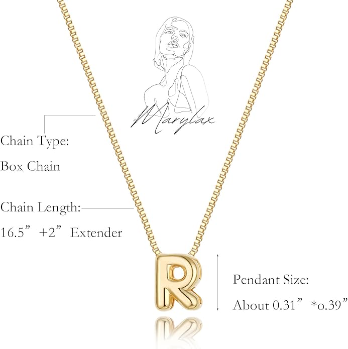 Bubble Gold Letter Necklace for Women, 14k Gold Plated Balloon Initial Necklace, Dainty Gold Necklace for Women, Personalized Bubble Pendant Name Necklace, Fashion Accessories Trendy Jewelry