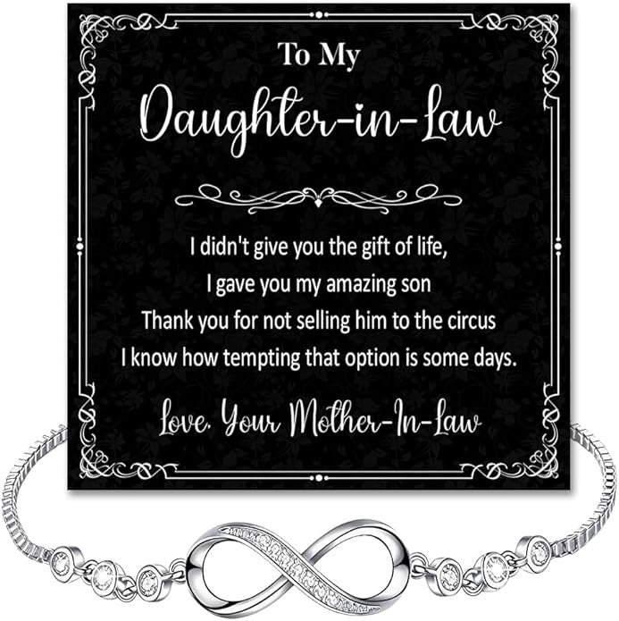 To My Beautiful Daughter In Law Bracelet From Mother-In-Law, Daughter In Law Birthday Gifts, Infinity Star Heart Bracelet For Her With Heartfelt Message Card & Elegant Box, Bonus Daughters Bracelets