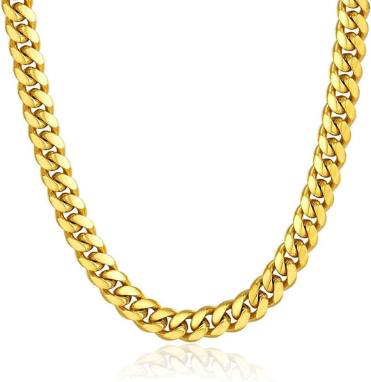 ChainsPro Chunky Miami Cuban Link Chains for Men,Stainless Steel Cuban Chain Necklace,4.8/6/10/14mm Width,No Tarnish& Thick Hip Hop Jewelry,18-30 inch Length, Black/Gold Plated/Silver,Send Gift Box