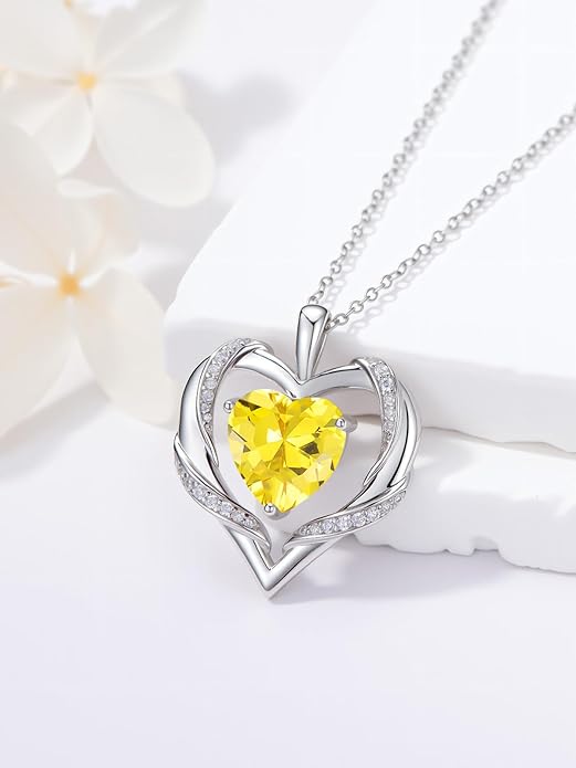 WINNICACA Birthday Gift for Mom Heart Necklace for Women 925 Sterling Silver Birthstone Necklace Jewelry Gift for Women Wife Her Girlfriend Sister