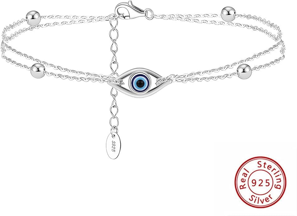 925 Sterling Silver Evil Eye Bracelets Infinity Adjustable Bracelet for Women Mother Wife Girlfriend Jewelry Gift