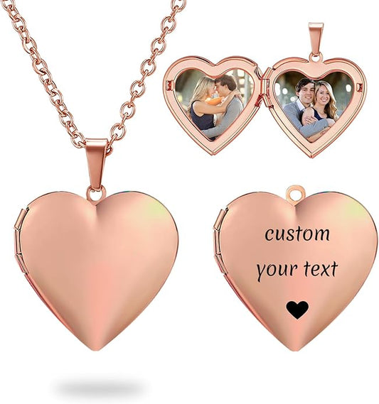 PHOCKSIN Personalized Locket Necklace for Women Photo Necklace with Customized Picture Birth Flower Birthstone New Years Gifts for Women