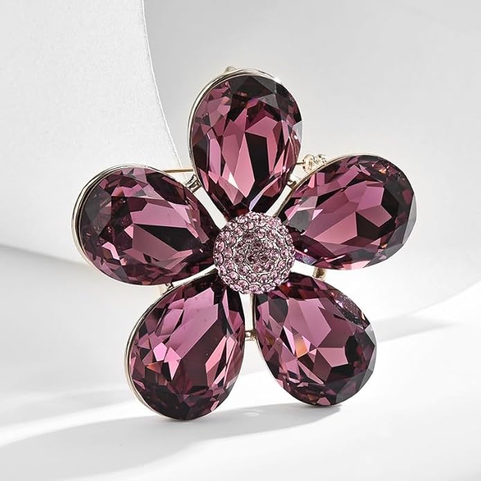 Flower Brooch Pin - Rhinestone Flower Pin 18k Gold Plated - Thanksgiving Day, Birthday, Wedding Gifts for Mom, Wife