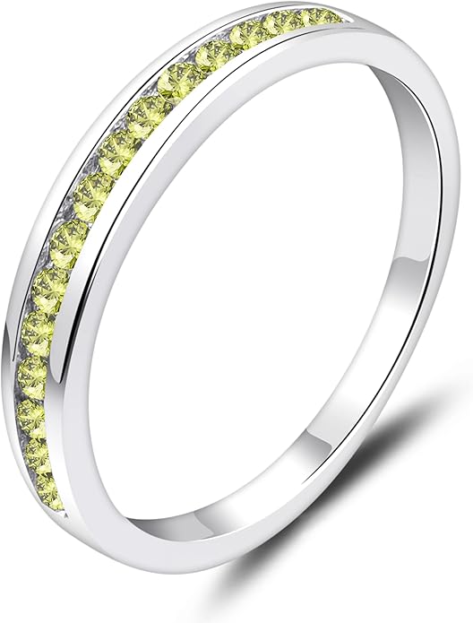 YL Stackable Rings 925 Sterling Silver Halo Birthstone Eternity Bands Jewelry for Women