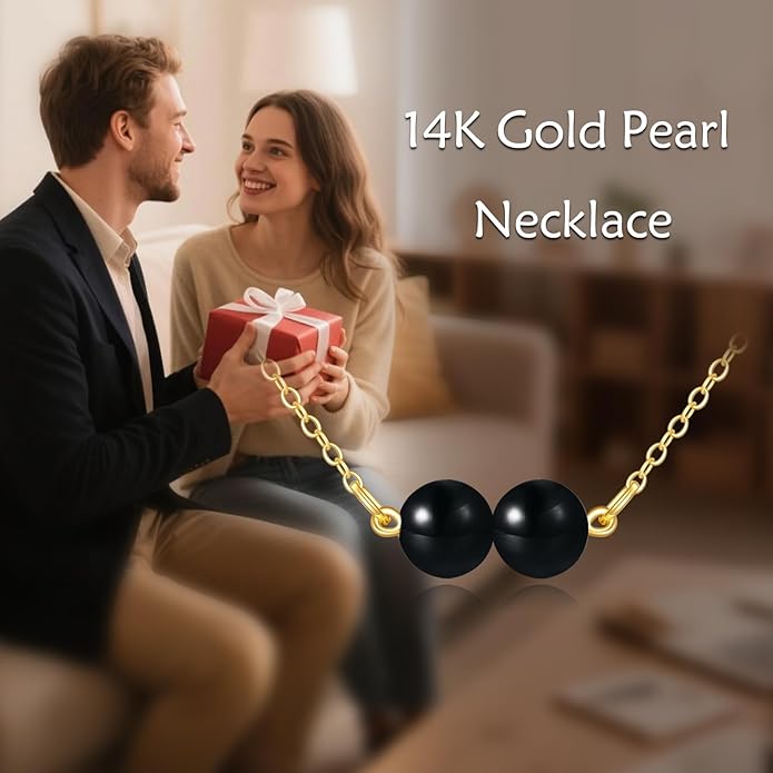 KECHO 14K Real Gold Freshwater Cultured Pearl Pendant Necklace 14K Solid Gold Jewelry Anniversary Birthday Gifts for Women
