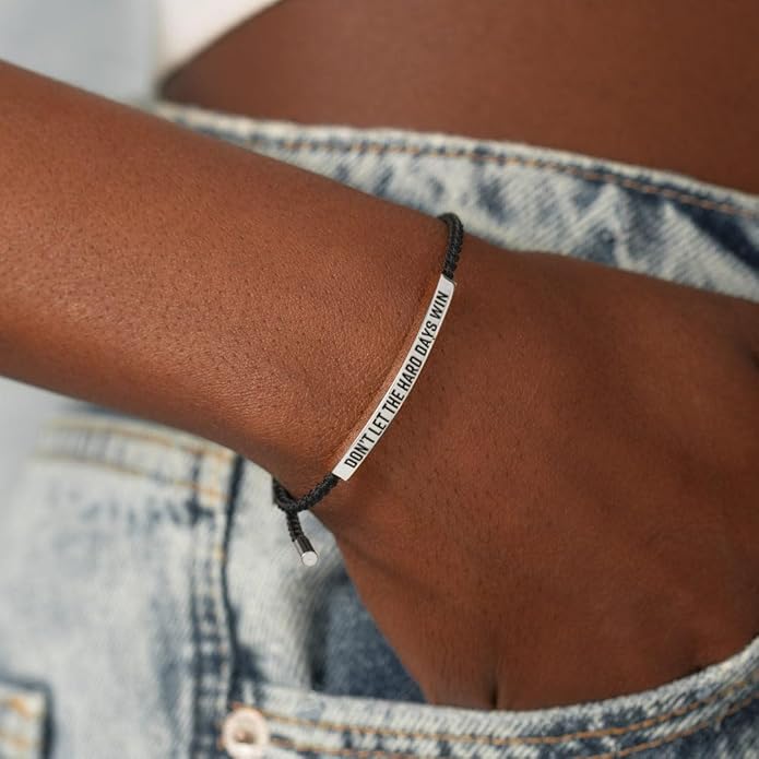 KHKINDPRO Dont Let The Hard Days Win Bracelet for Women Men, Handmade Braided Adjustable Wrap Stainless Steel To My Daughter/Best Friend Inspirational Gifts Ladies Jewelry