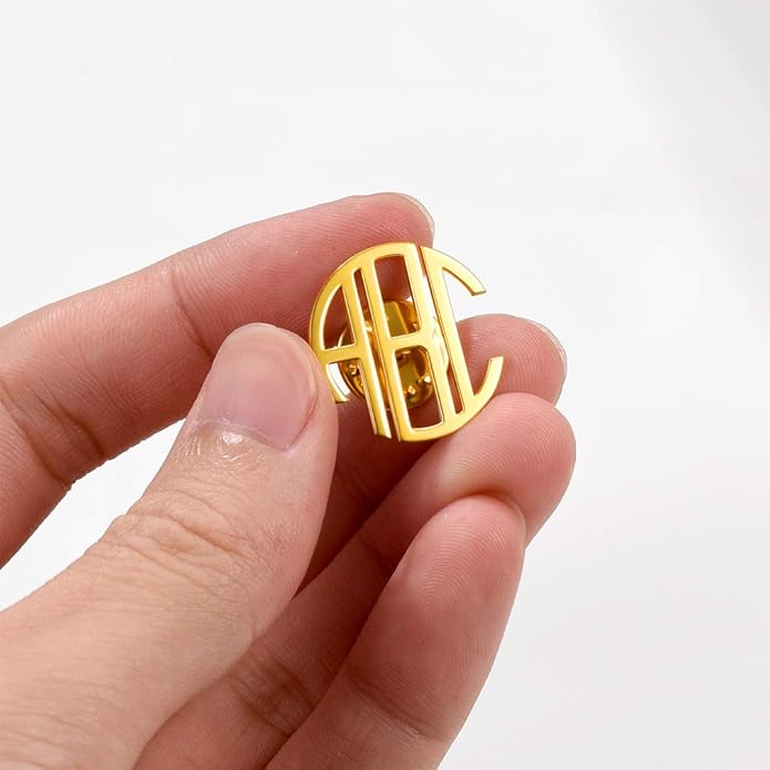 Custom4U Custom Name Pin Personalized Brooch Pins for Women Men Stainless Steel Name Tag with Letters/Initials - Silver/Gold/RoseGold/Black Customized Jewelry Gifts for Birthday Wedding Business Party