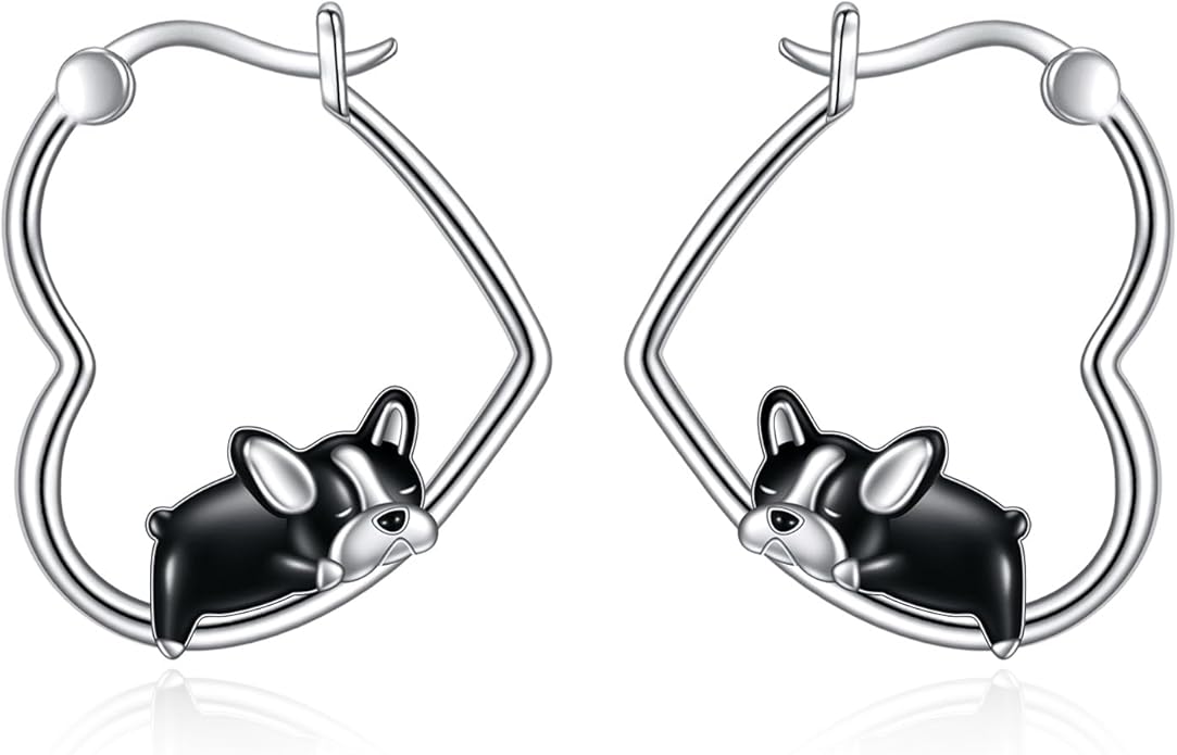 YFN Animal Earrings Sterling Silver Animal Heart Hoop Dangle Earrings Cute Jewelry Gifts for Women