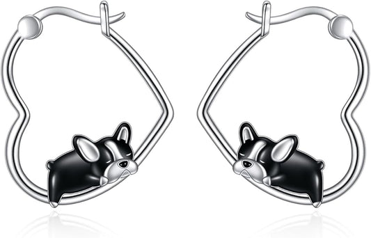 YFN Animal Earrings Sterling Silver Animal Heart Hoop Dangle Earrings Cute Jewelry Gifts for Women