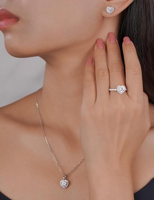IMOLOVE Moissanite Solitaire Pendant Necklaces for Women Sterling Silver with 18K White Gold Plated 1-3 Carat D Color VVS1 Clarity Mossanite Jewelry for Women