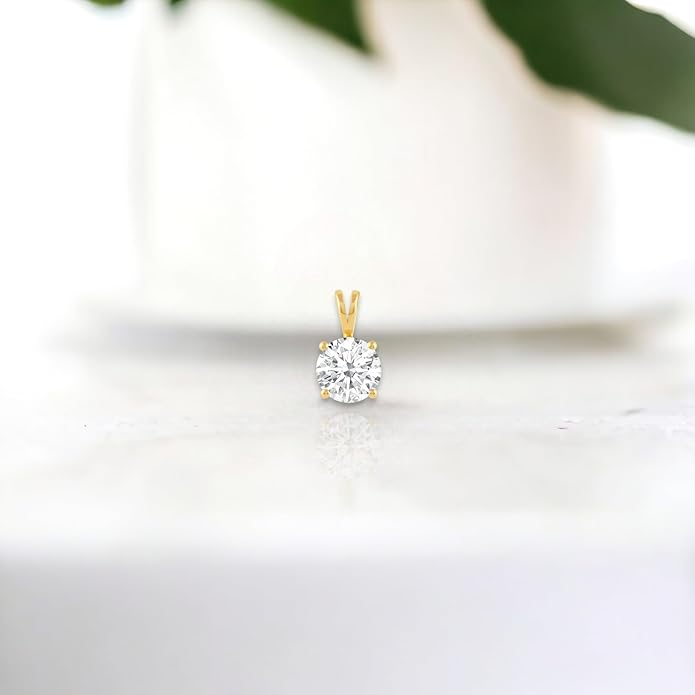 Everyday Elegance Solid 14K Gold Cubic Zirconia Solitaire Pendant Necklace for Women Heart, Princess, Round, Oval, Emerald, Pear & Cushion Cut 1 or 2 CTW | .60mm Thick 16" 18" Length Box Link Chain