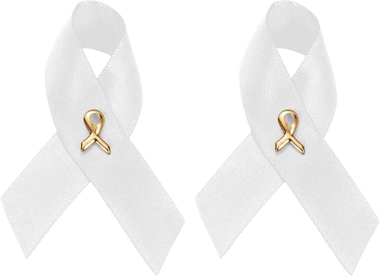1/2/5/10/25/50/100pcs Satin Awareness Ribbon Pins (Pick your color), for Cancer & Disease Awareness, Bulk Quantities for Fundraising, Events, Gift Giving
