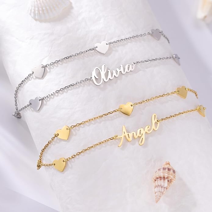 Yofair Ankle Bracelets for Women 18K Gold Plated Custom Gold Name Anklet Personalized Dainty Anklet Bracelet Summer Beach Jewelry for Women