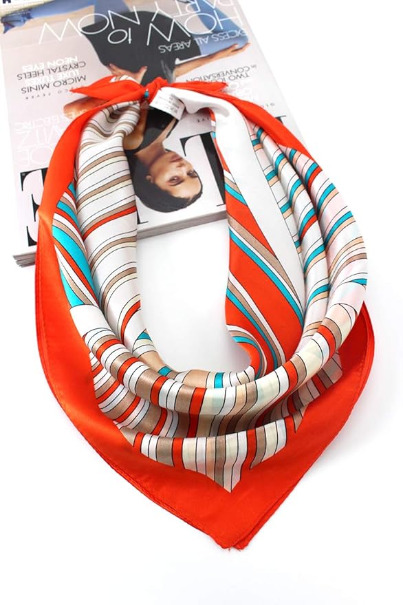 ANDANTINO 100% Mulberry Silk Scarf -21” Lightweight Square Neckerchief – Breathable Digital Printed Scarves with Gift Packed