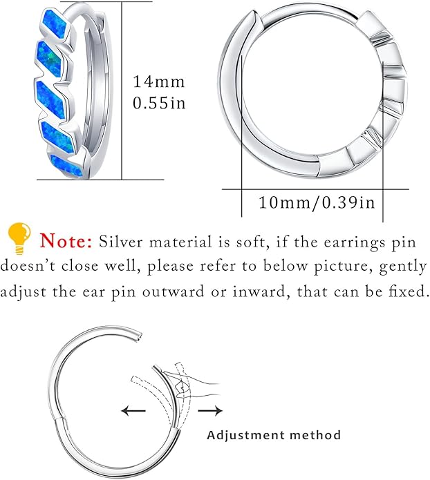 Small Hoop Earrings for Women 925 Sterling Silver Huggie Hoop Opal Earrings Hypoallergenic Earring Jewelry Gifts