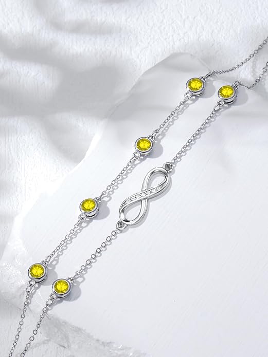 Dorunmo Anklet Bracelets for Women 925 Sterling Silver Infinity Anklets Bracelets Birthstone Jewelry Gifts for Mom Wife
