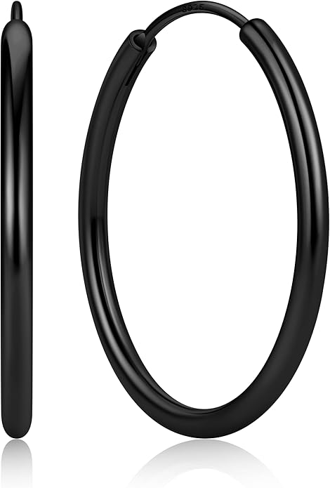 ChicSilver Hypoallergenic 925 Sterling Silver Hoop Earrings for Women, Lightweight Large Gold Plated Hoop Earrings, Endless Hoops Earring 20/30/40/50/60/70MM