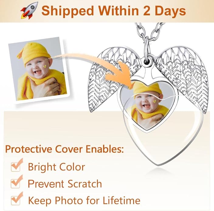 Supcare Locket Necklace That Holds Pictures-Engraved Photo Pendant Custom Jewellery Gifts for Men Women (with Jewellery Gift Box)