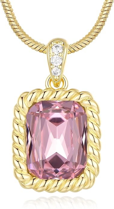 Valentine's Day Gifts for Her-18K Gold Plated Dainty Square Crystal Birthstone Necklace,Gold Jewelry for Women,Anniversary Birthday Gifts for Women Her Wife Girlfriend Mom Womens Necklace Jewelry