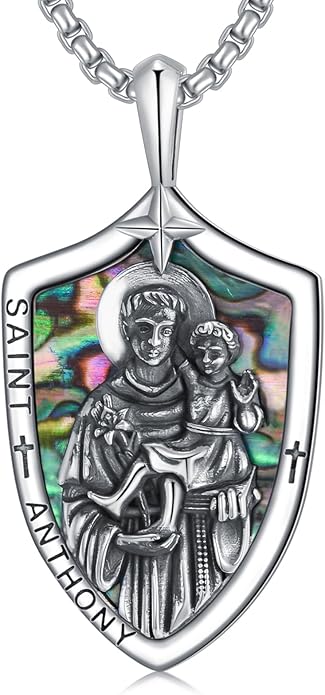 Taioiat Saint Necklace 925 Sterling Silver St Necklace Amulet Pendant Jewelry Religious Gift for Men Women