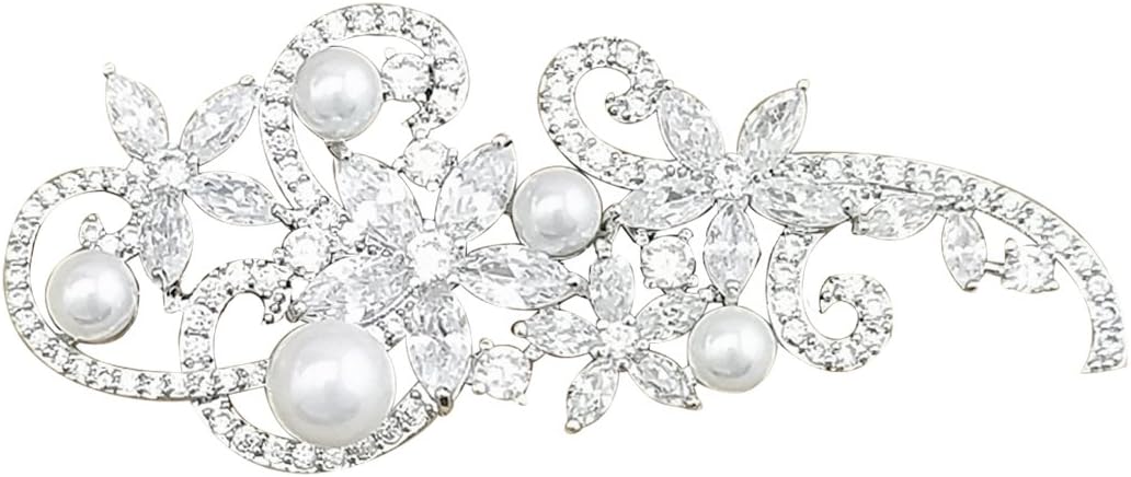 YOQUCOL Cubic Zirconia Crystal Rhinestone Wedding Brooch Pin for Women Brides Jewelry