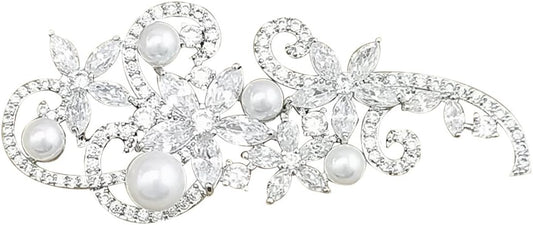YOQUCOL Cubic Zirconia Crystal Rhinestone Wedding Brooch Pin for Women Brides Jewelry