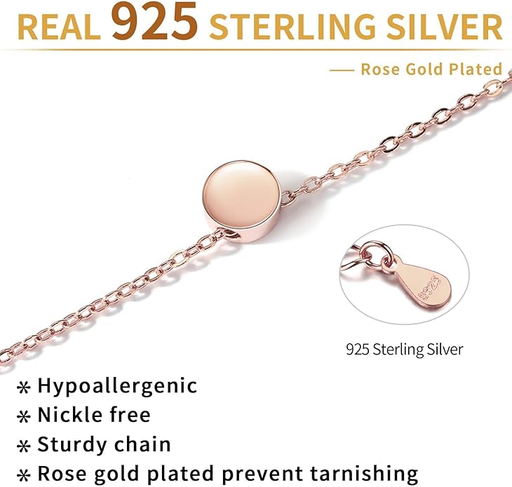 ChicSilver Personalized 925 Sterling Silver Dainty Small Heart/Star/Moon/Dot/Triangle Pendant Necklace for Women, Silver/Gold/Rose Gold/Black (with Gift Box)