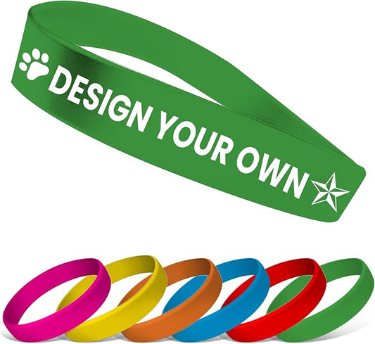 USMG Custom One Color Print Rubber Bracelets Silicone Wristbands - Add a Message - Personalized for Motivation, Events, Support, Fundraisers