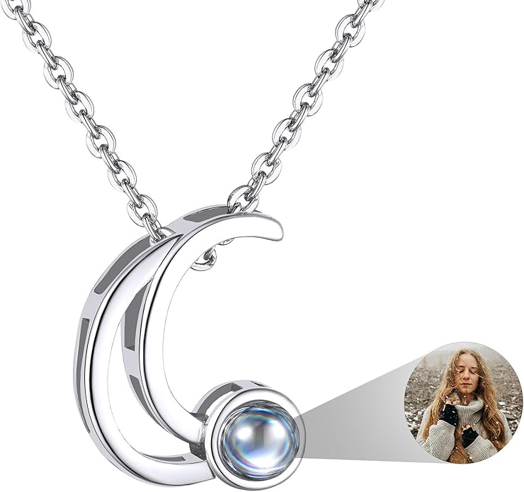 Custom4U Personalized Initial Picture Necklace for Women, Projection Necklace with Picture Inside, Gold/Silver Letter Pendant Necklace, Custom Photo Gifts for Mom Wife Birthday Valentines