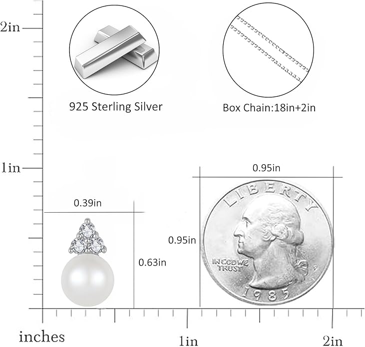 Fahonie Freshwater Pearl Necklaces for Women 925 Sterling Silver Single Pearl Pendant With 3 Birthstone Elegant Jewelry Gifts for Anniversary Mothers Day Christmas Gifts for Wife