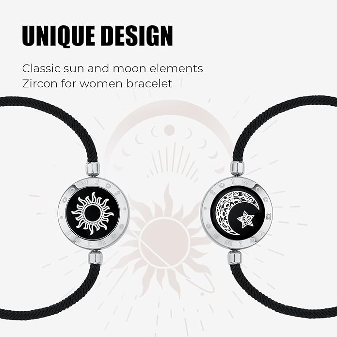 TOTWOO Long Distance Touch Bracelets for Couples, Smart Light & Vibration Love Jewelry, Long Distance Valentines Day Gifts for Him Her Women Men, One-to-One Bluetooth Pairing via App