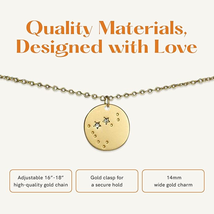 Lucky Feather Zodiac necklaces for women | Scorpio 14K Gold-Plated Astrology Pendant for Girls | Horoscope Sign Zodiac gift | Great Christmas Stocking Stuffer | Trendy Birthday Jewelry Gift | 16” - 18”