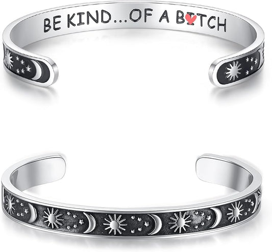 TONY & SANDY Inspirational Bracelets for Women Teen Girls Personalized Gifts for Daughter Granddaughter Mom Sister Friends Stainless Steel Engraved Cuff Birthday Easter Christmas
