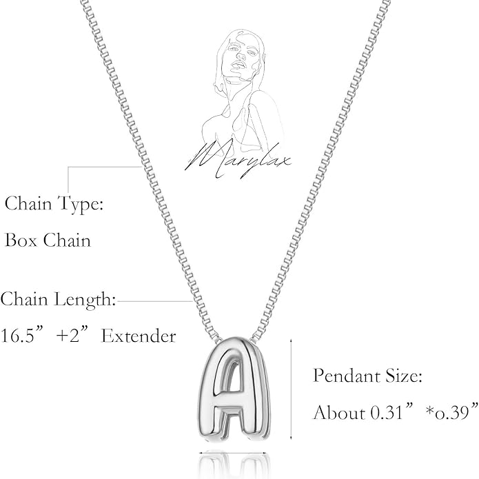 Bubble Gold Letter Necklace for Women, 14k Gold Plated Balloon Initial Necklace, Dainty Gold Necklace for Women, Personalized Bubble Pendant Name Necklace, Fashion Accessories Trendy Jewelry