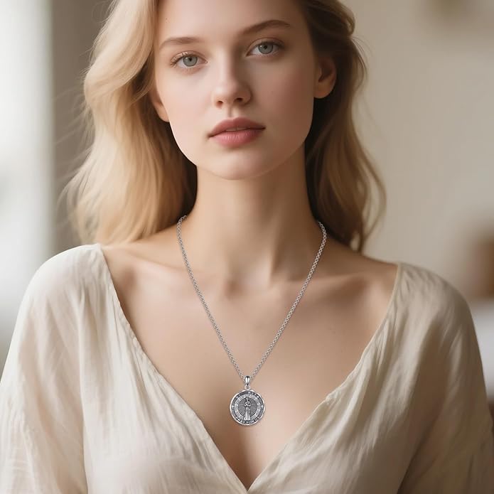 YFN Patron Saint Necklace Sterling Silver Amulet Medal Pendant Religious Protector Jewelry Gifts for Women Men