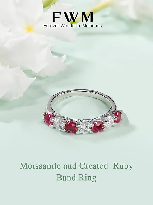 D Color VVS1 Clarity Moissanite and Sapphire/Ruby/Emerald Rings for Women, Solid 925 Sterling Silver, Anniversary Birthday Mothers Day Jewelry Gift, Stackable Wedding Ring, Size 4-11