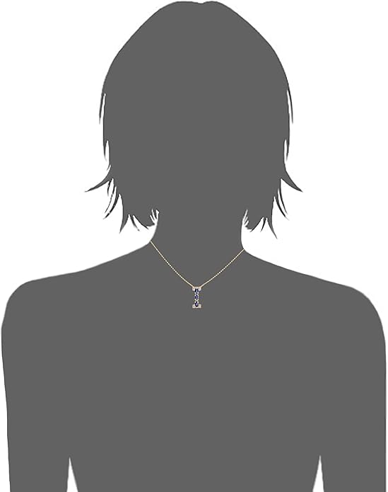 Albert Hern Blue Sapphire Initial Necklace With Diamonds & 18K Gold Chain | Irresistible Letter Pendants Jewelry | Perfect Valentine’s Day, Anniversary & Birthday Gift