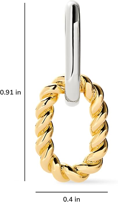 Ana Luisa Ash Double Hoop Earrings for Women - 14K Gold Plated, Silver & Two-Tone Drop Dangle Hoop Earring - Trendy Paperclip Link Huggie Hoop - Hypoallergenic, Water-Resistant & Tarnish-Free Jewelry