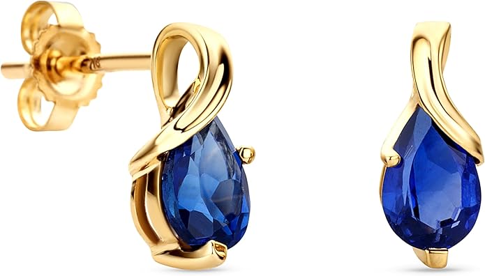 0.40Inch 14K Gold Earrings for Women in 14K White Gold/Yellow Gold 585 with Pear-Shape Rubies/Sapphires/Emeralds/Blue Topaz/Amethysts Gemstones, Handmade Jewelry for Women, Dangle Earrings