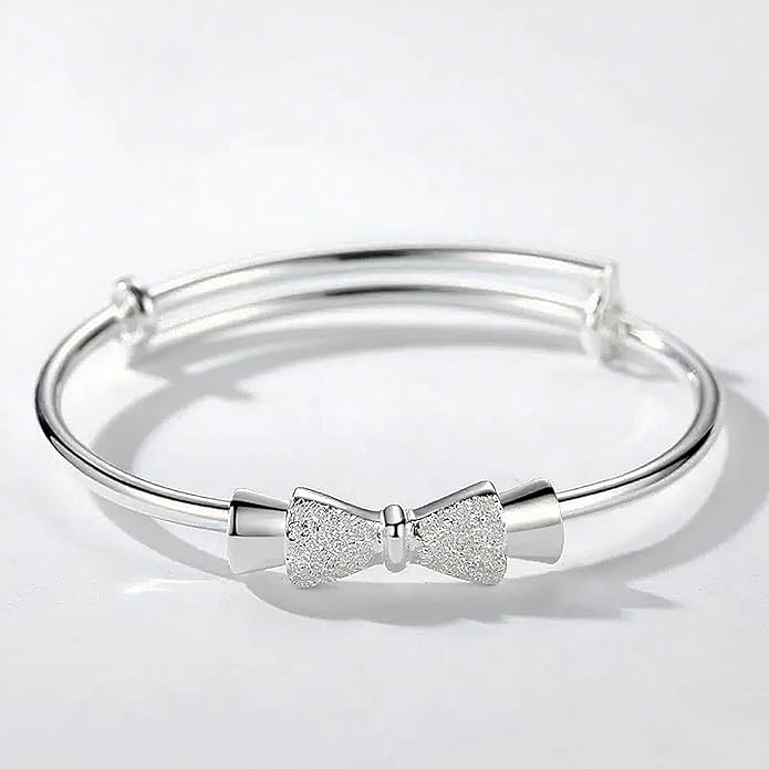 S925 Silver Bangle Bracelet for Women, Elegant Women‘s Sterling Silver Bracelet Bangle Adjustable 6.4-7.8 inches Small Size