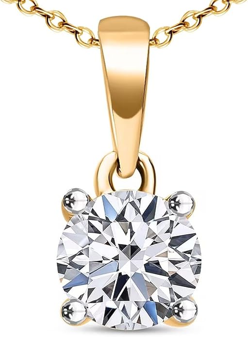 IGI Certified 0.5–4 Carat Lab Grown Diamond Solitaire Pendant Necklace (E-F Color VS Clarity) Solid 14K Gold / Platinum / Sterling Silver 20" Chain Anniversary Jewelry for Women Gifts