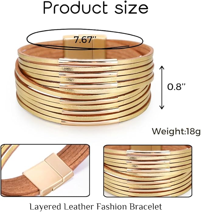 Aluinn Leather Wrap Bracelets For Women Boh Multi-Layer Elegance Bracelet Boho Bangle Western Cuff Bracelet Jewelry for Women