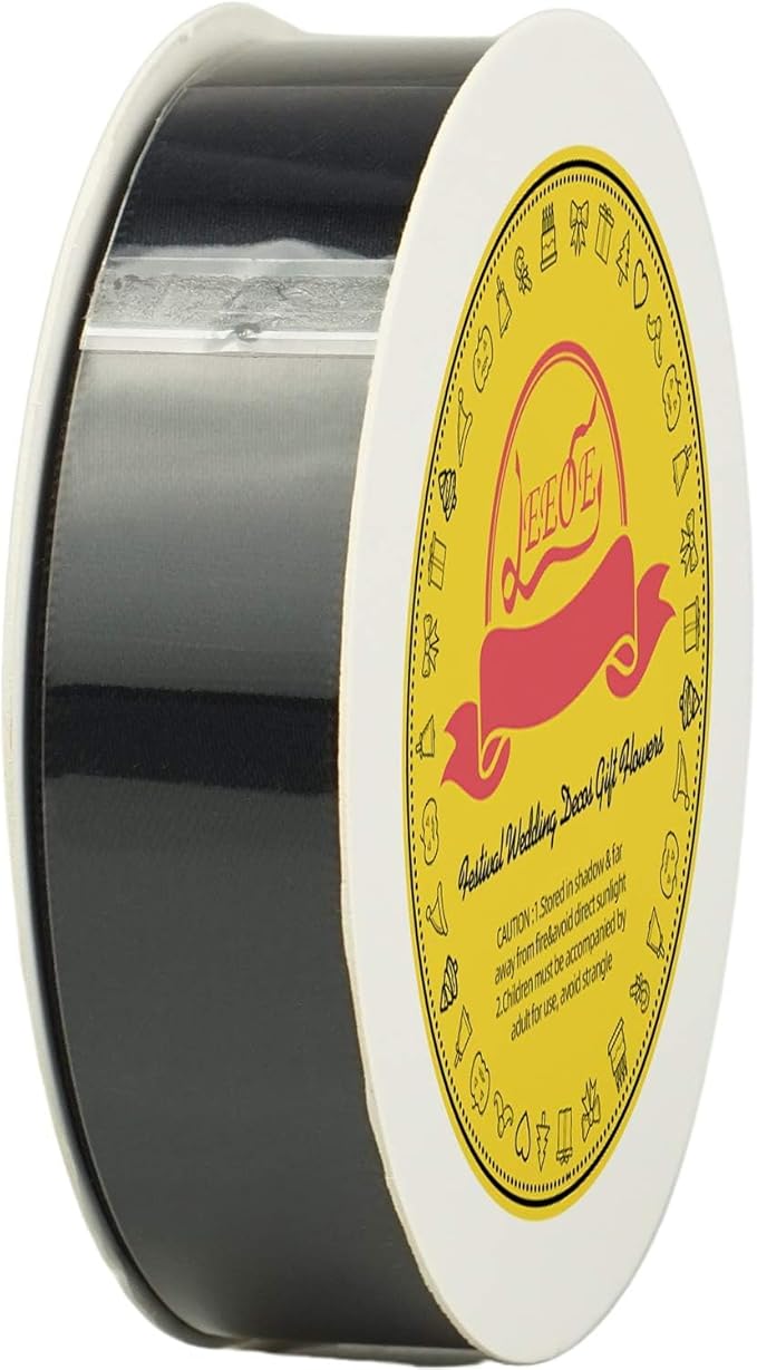 LEEQE Double Face Black Satin Ribbon 7/8 inch X 25 Yards Polyester Black Ribbon for Gift Wrapping Very Suitable for Weddings Party Invitation Decorations and More