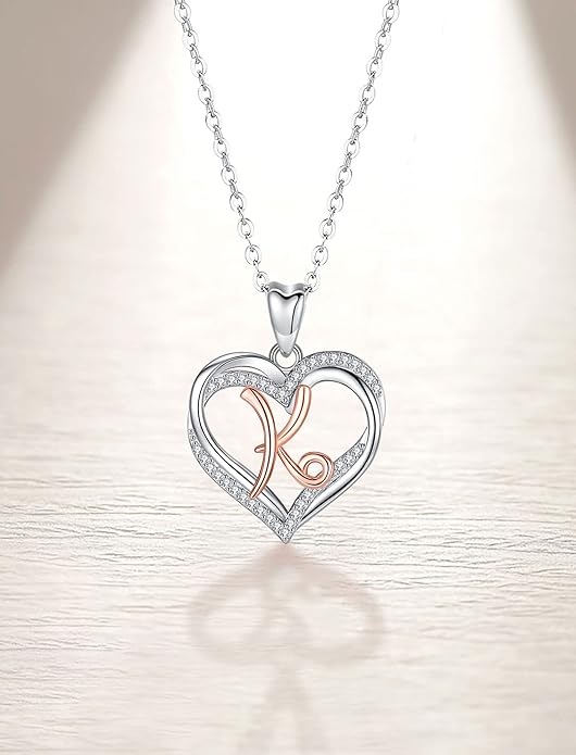 INFUSEU Unique Initial Necklaces for Women Girls Small Heart Letter Jewelry, Meaningful Personalized Gifts