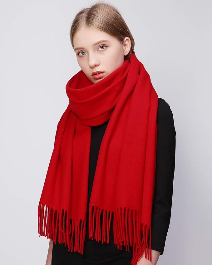 RIIQIICHY 100% Wool Scarf Pashmina Shawls and Wraps for Women Cashmere Warm Winter More Thicker Soft Scarves