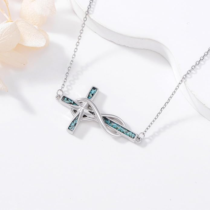 Cross Necklace for Women 925 Sterling Silver Cross Pendant Religious Christian Jewelry Faith Easter Gifts for Wife