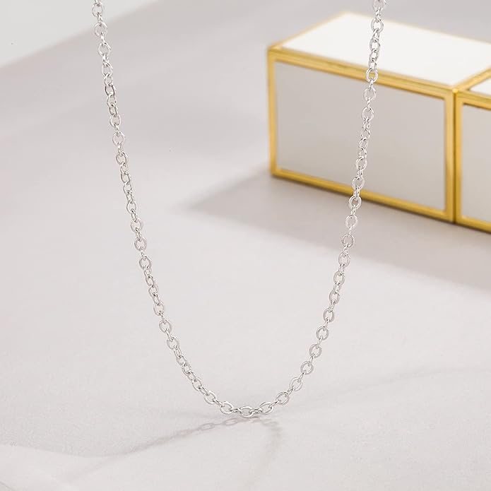 Dankadi Italian 925 Sterling Silver Necklace For Women 0.9mm Box Chain 1.3mm Rolo Chain O-Chain Lobster Claw Clasp - Pendant Chain - 16 "18" 20 "22" 24 "26" Jewelry Gift
