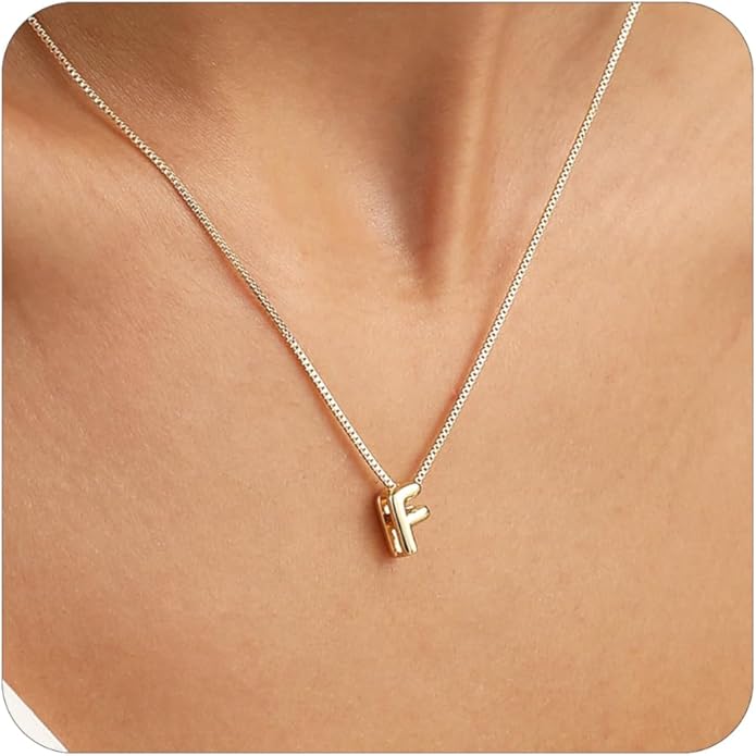 Bubble Gold Letter Necklace for Women, 14k Gold Plated Balloon Initial Necklace, Dainty Gold Necklace for Women, Personalized Bubble Pendant Name Necklace, Fashion Accessories Trendy Jewelry