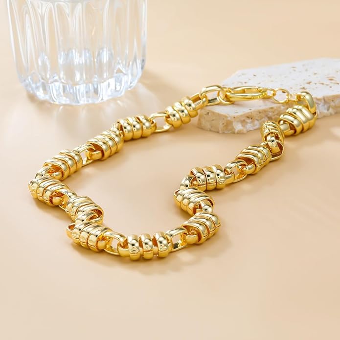 Punk Dripping Water-drop Choker Necklace for Women,Thick Drippy Chain Liquid Metal Collar Necklace Rocker Hip-hop Necklace Cool Metallic Unique Funky Statament Grunge Jewelry